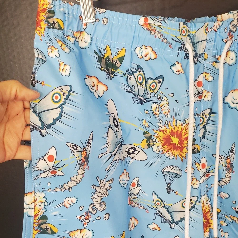 Culprit Men's Butterfly Military Mayhem Print Swim Shorts Butterflies Sz XL NWOT
